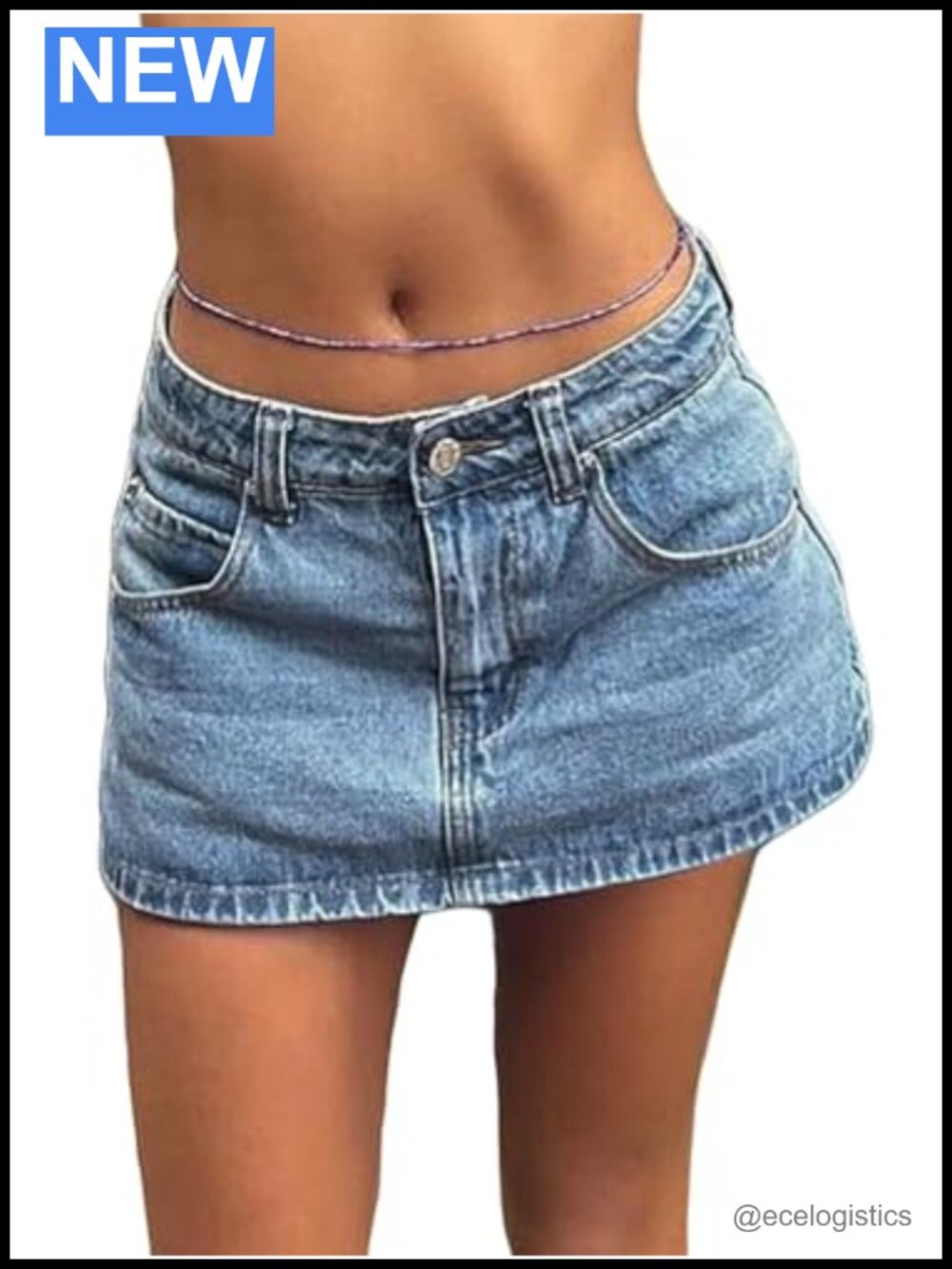 Women's Denim Skort with Built-in Shorts, Mid Waist, Y2K A-Line Mini